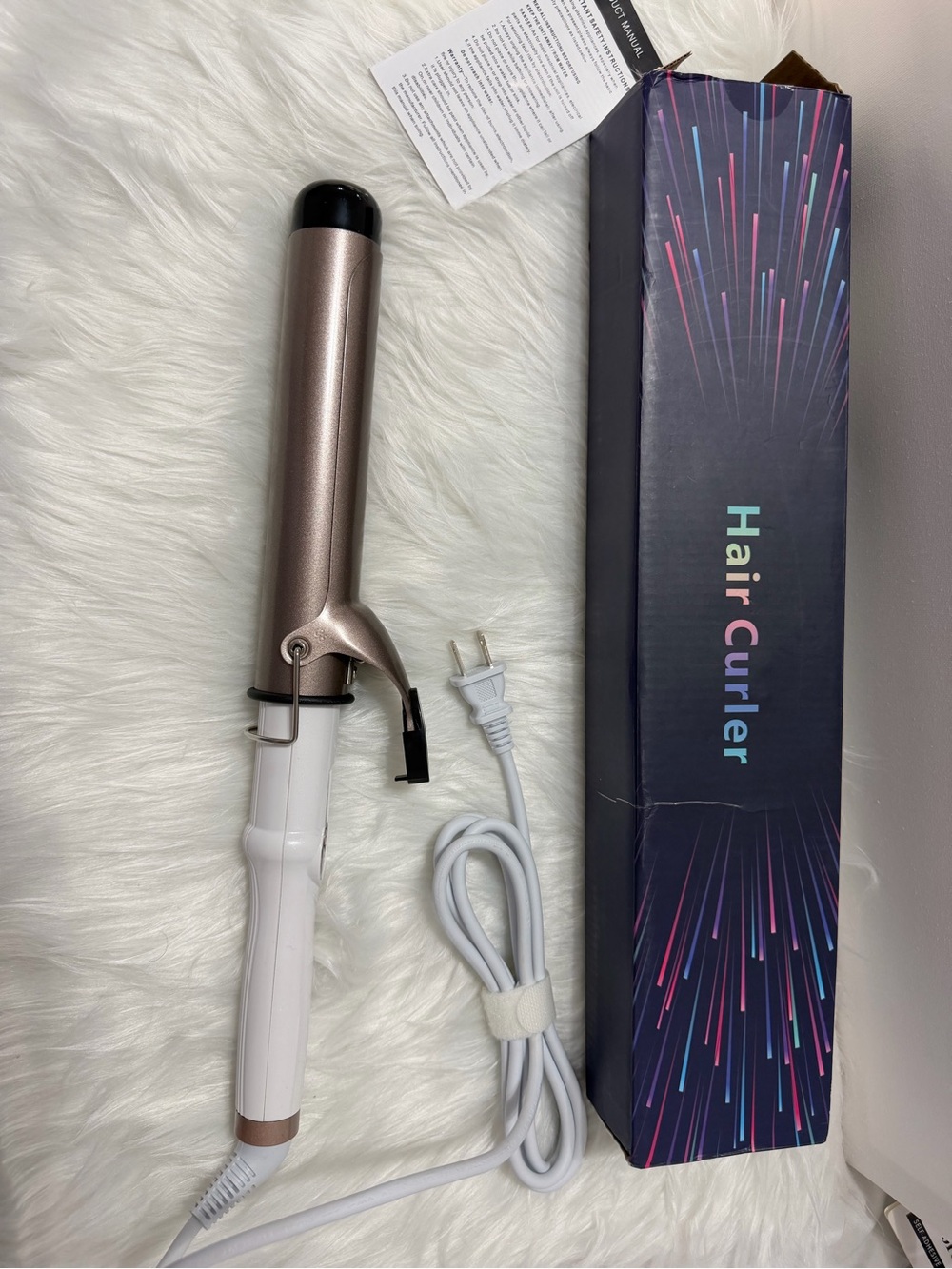 Rose Gold and White Curling Iron - Hair Curler 1.5 INCH